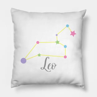 Leo Zodiac Constellation in Rainbow Pastels Pillow