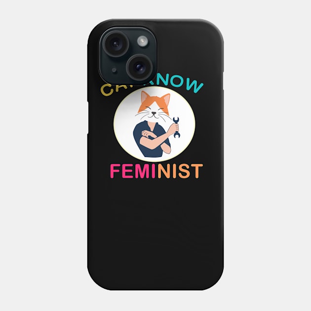 Cat Know Feminist Phone Case by 29 hour design