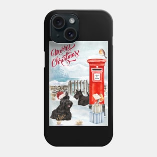 Scottish Terriers Merry Christmas Santa Dog Holiday Greeting Phone Case