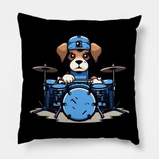 dog playing drums Pillow
