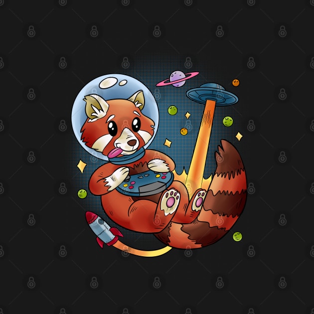 Red Panda Space Gamer by pako-valor