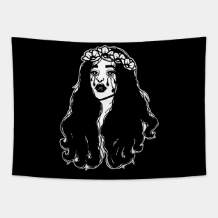 Cry beautiful girl Tapestry