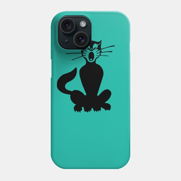 Screaming Black Cat Phone Case by KitschPieDesigns