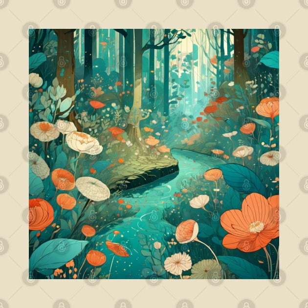 Coral and teal forrest by Legendary Goods