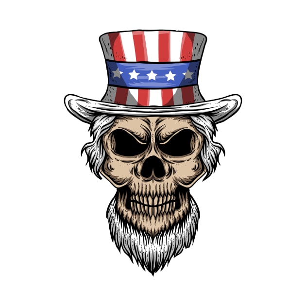 Uncle Sam Skull 4th of July American Patriotic Gift by Ramadangonim