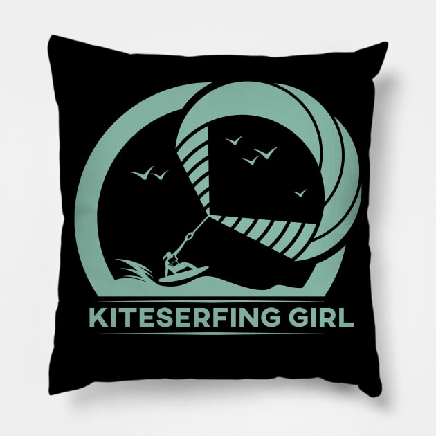 kitesurfing girl Pillow by MasliankaStepan