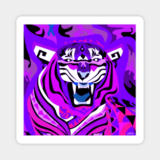 the magnificent purple tiger in flames of new year in lunar art in china Magnet