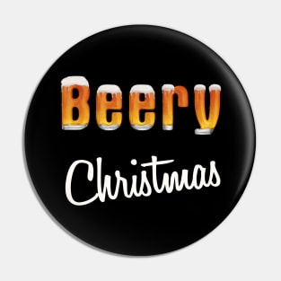 Beery Christmas glass of beer snow and foam Pin