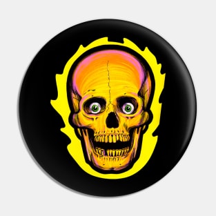 Vintage Flaming Skull Halloween Pin