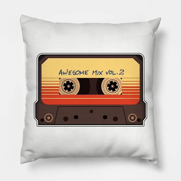 Awesome Mix vol2 Pillow by crocamasistudios