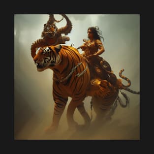 Durga Riding into Battle T-Shirt