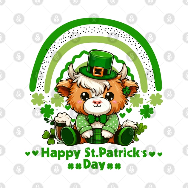 St. Patrick’s Day Highland Cow Luck of the Cute Highland: St. Paddy's Cow by JessArty