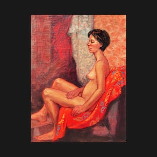 Female Nude on Red ~ oil painting T-Shirt