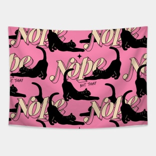 Monday Nope Black Cat Pattern in pink Tapestry