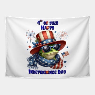 Patriotic Frog: Hat and Shades Tapestry