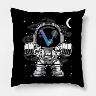 Astronaut Lifting Vechain VET Coin To The Moon Crypto Token Cryptocurrency Blockchain Wallet Birthday Gift For Men Women Kids Pillow