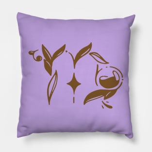 brownish Virgo floral zodiac sign Pillow