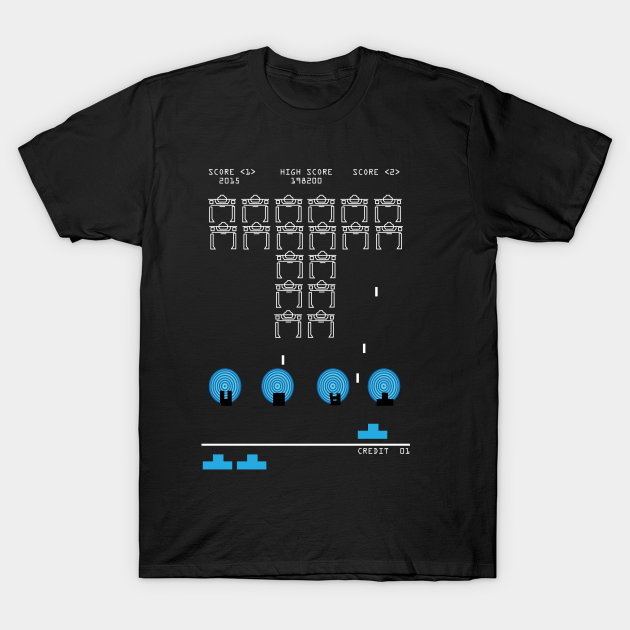 Tron Meets Space Invaders - 1980s - T-Shirt