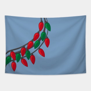 Triple String of Red and Green Holiday Lights Tapestry