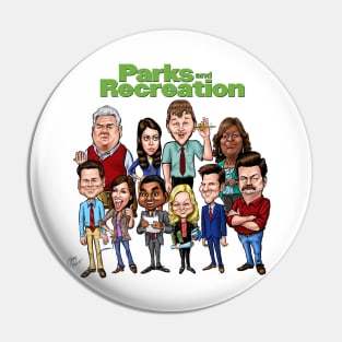 Cast of Parks and Recreation Caricature Pin