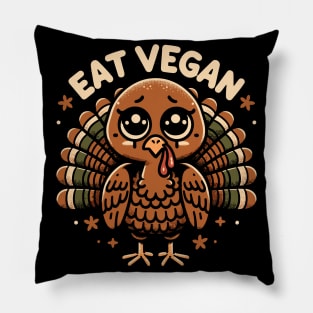 Whimsical Thanksgiving Turkey - Eat Vegan Pillow