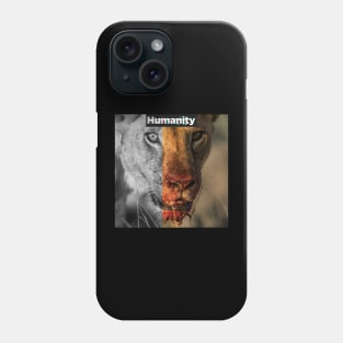 humanity female lion after dinner in serengeti Phone Case