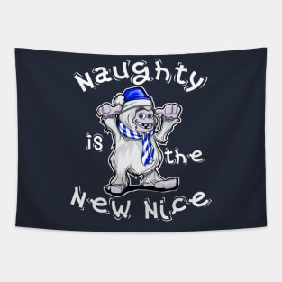 CHRISTMAS ABOMINABLE SNOWMAN YETI: Naughty Is The New Nice Tapestry