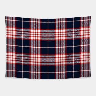 Blue Red and Cream Tartan Plaid Pattern Tapestry