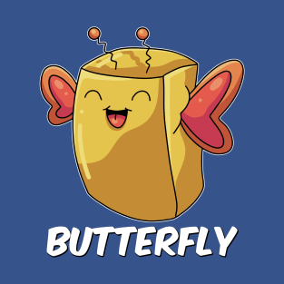 Butterfly Pun Butter Wings English Funny Word Play T-Shirt