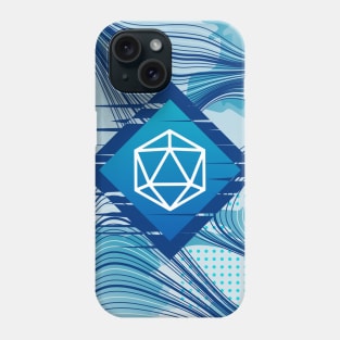 Blue Glitch Polyhedral D20 Dice Tabletop RPG Phone Case