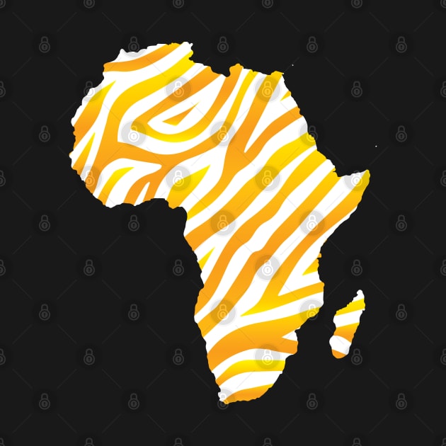 Africa Outline Map Orange Yellow Zebra Print Gift by SpaceManSpaceLand