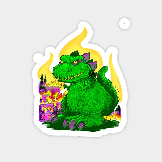 Zilla's Night on the Town Magnet by Nathan Wiedemer 