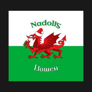 Nadolig Llawen - Christmas Welsh Dragon Flag T-Shirt