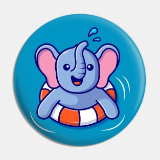 Cute Elephant Floating With Swimming Tires Pin