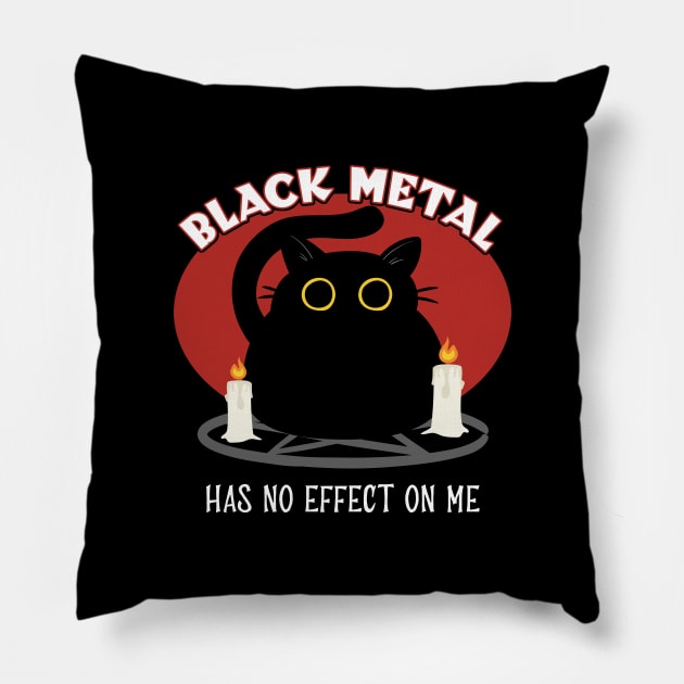 Black Metal Cat Pillow by TMBTM