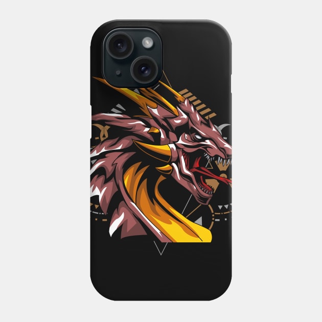 dragon head fire circle retro Phone Case by SHINIGAMII