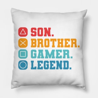 Son Brother Video Gamer Legend Vintage Distressed Pillow
