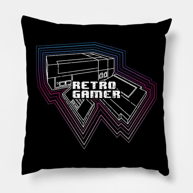 Retro Gamer V2 White Pillow by ArelArts