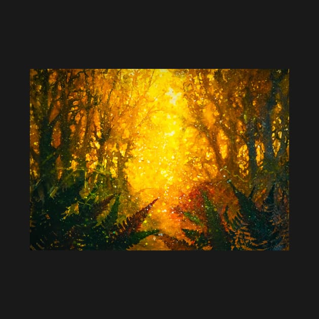 Golden light in the woods by redwitchart