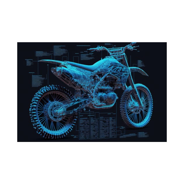 Dirt bike - cool blueprint style by KoolArtDistrict