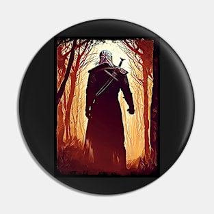 White Wolf at a Haunted Forest - Fantasy Witcher Pin