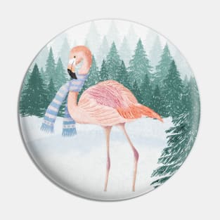 Flamingo in winter Pin