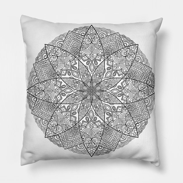 Detailed Mandala Pattern Pillow by Minima Vulpes