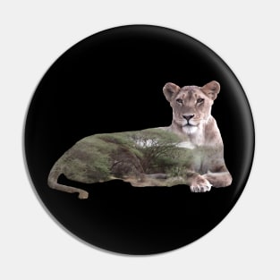 Lioness - double exposure - Africa Pin