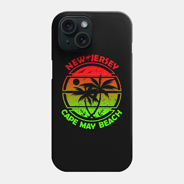 Cape May Beach New Jersey, Tropical Palm Trees, Ship Anchor - Summer Phone Case by Jahmar Anderson