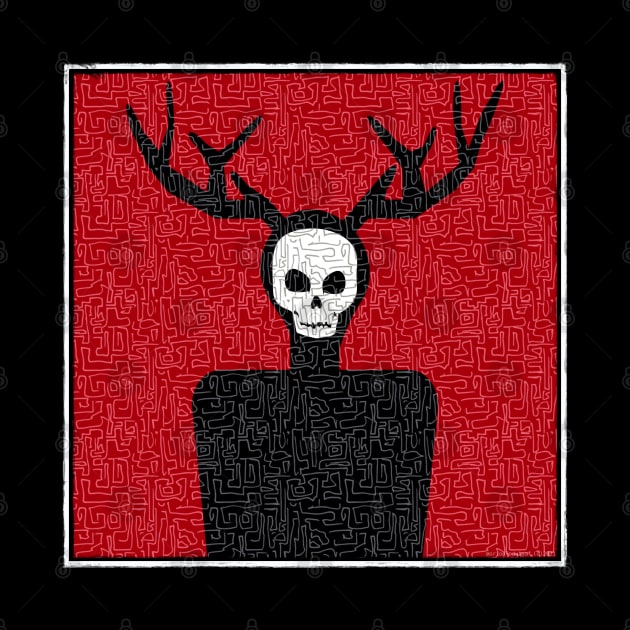 The Maze - Hannibal Wendigo Skull with Antlers Line Art by OrionLodubyal