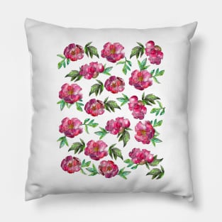 Peonies Flowers Watercolor Ink Cute Girly Pillow