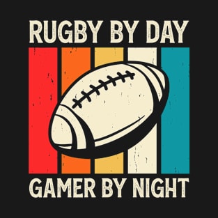 Rugby By Day Gamer By Night For Video Game Lovers - Funny Rugby T-Shirt