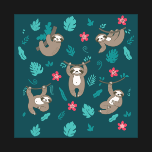 Happy Sloth Pattern T-Shirt