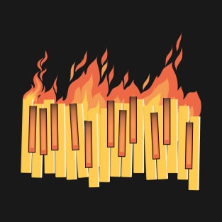 Music Note Flames - Piano T-Shirt